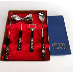 Vintage MCM Swank Lucite Handle Cocktail Set